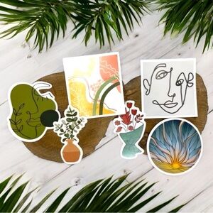 NEW Feminine Floral Boho Waterproof Vinyl Stickers - Set of 6